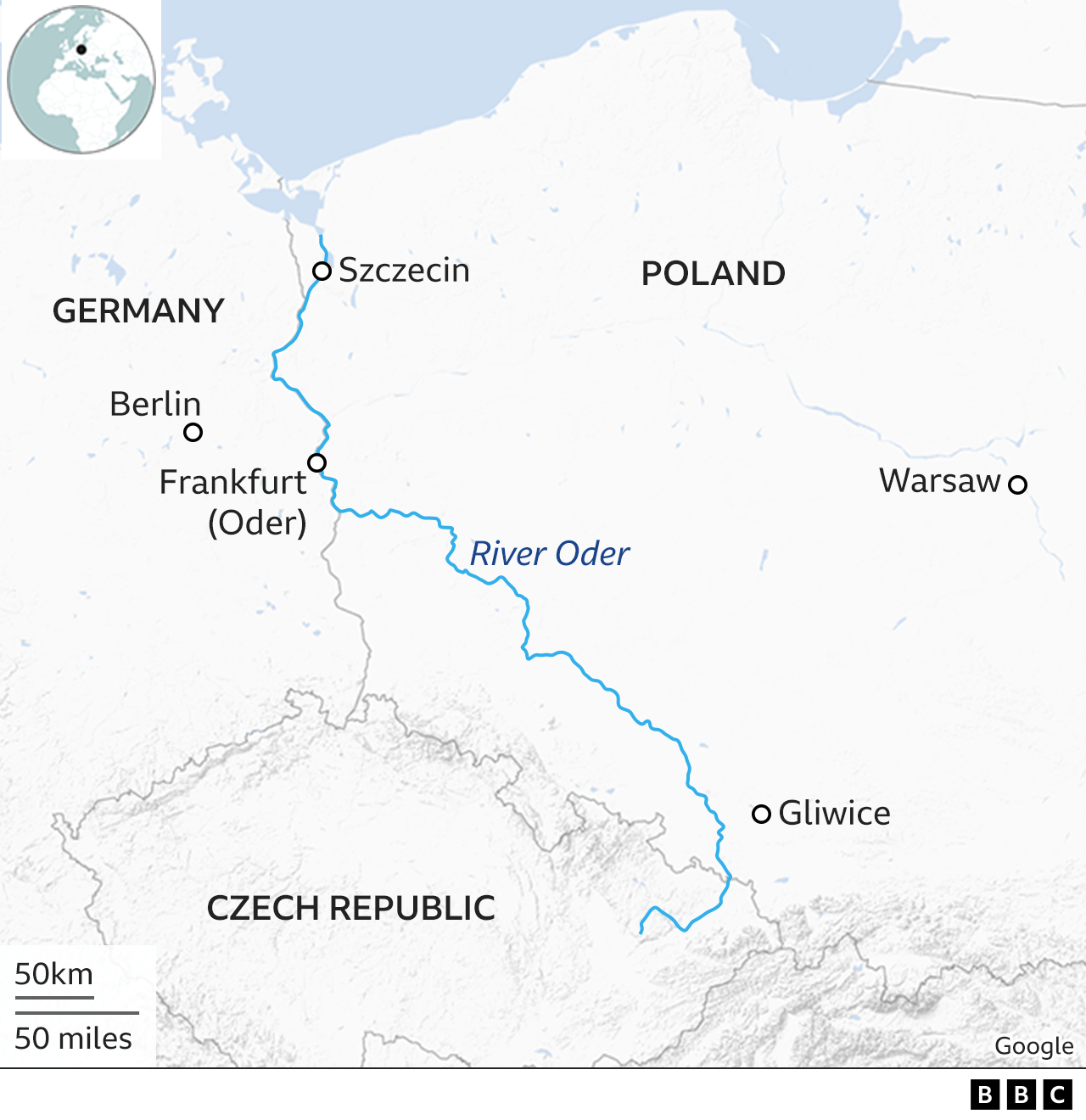 Map of River Oder