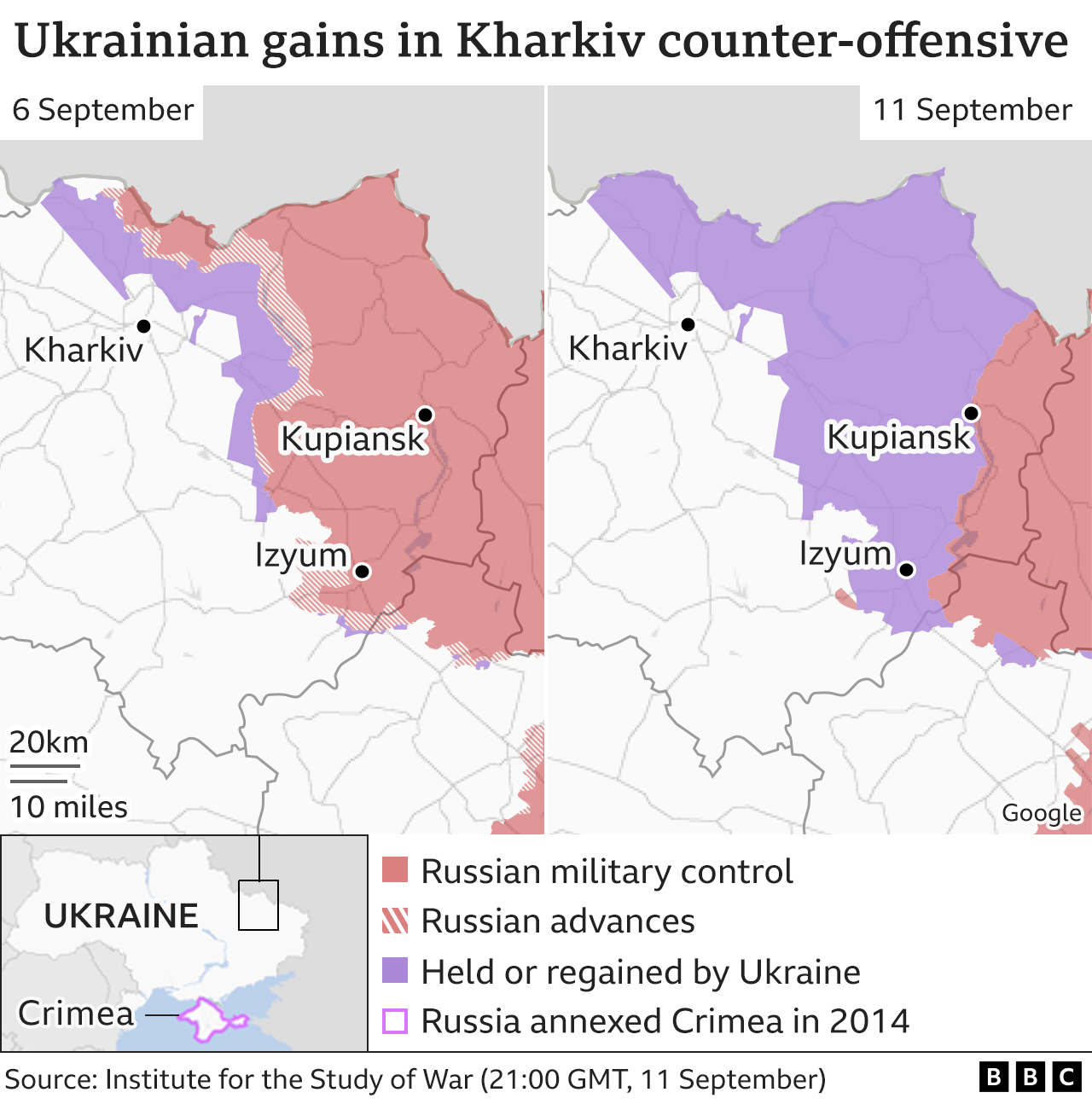 Map showing Kharkiv counter-attack