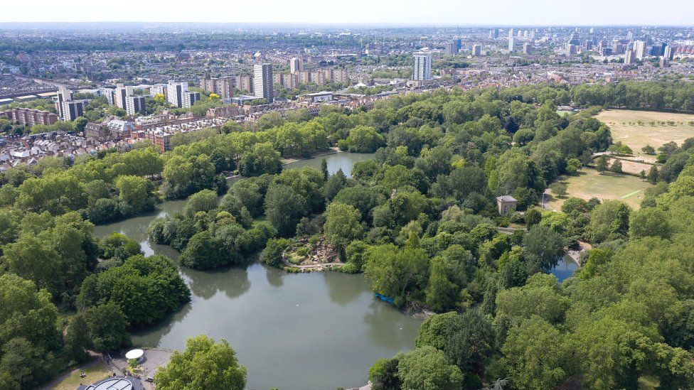 Aerial view of Battersea Park, London